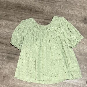 Madewell Light Green Eyelet Blouse